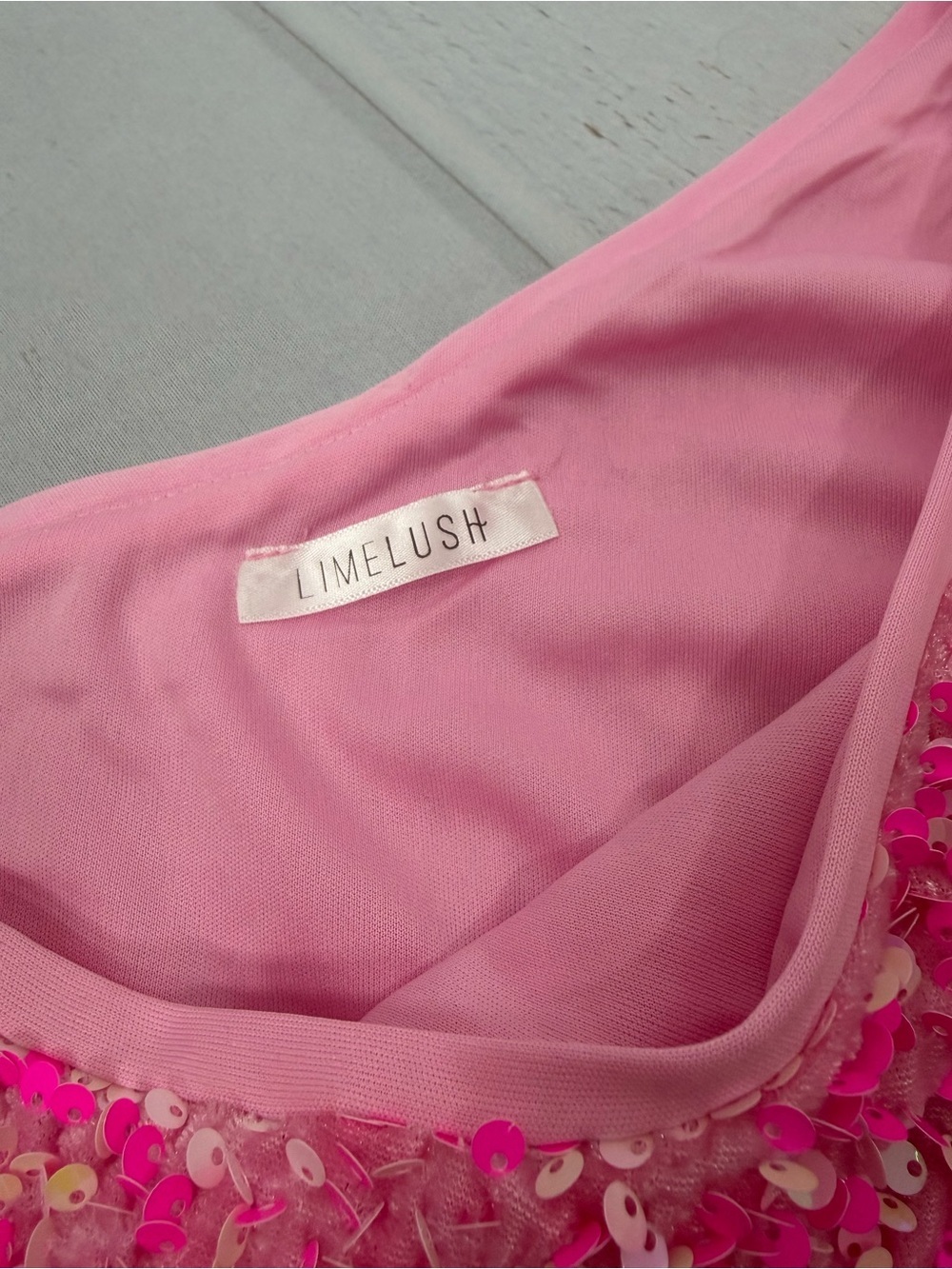 Lime Lush Hot Pink Sequin One Shoulder Mini Cocktail Dress Size Large - Picture 6 of 7